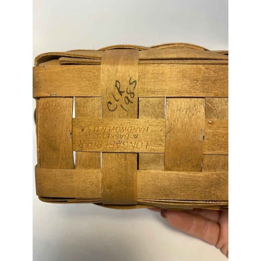 Longaberger Small Basket With Leather Handles and Divider 1995 Rectangle 7